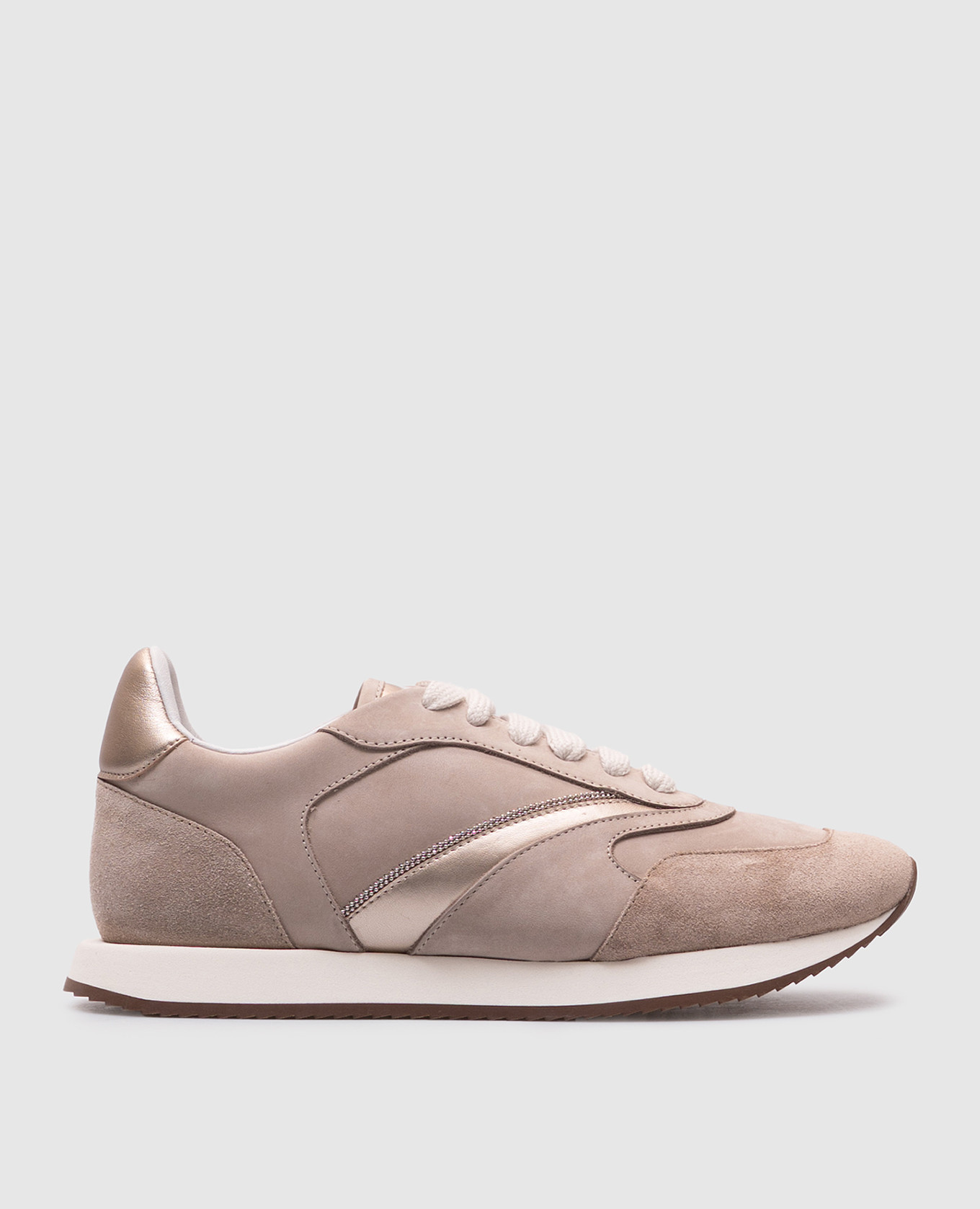 

Beige nubuck sneakers with monil chain Peserico