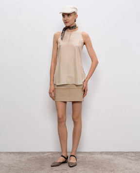 Brunello Cucinelli Beige mini skirt with fringe M0W12G2022