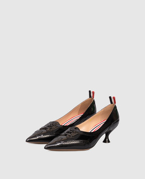Thom Browne Black patent leather shoes with perforations FFI009A00216