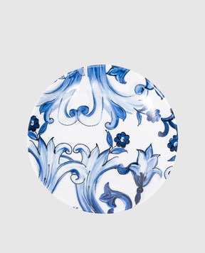 Dolce&Gabbana A set of white porcelain dessert plates in the Blu Mediterraneo print TC0S03TCA40