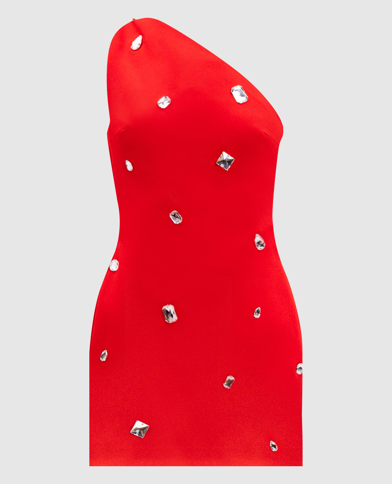 

Red one-shoulder mini dress with crystals David Koma