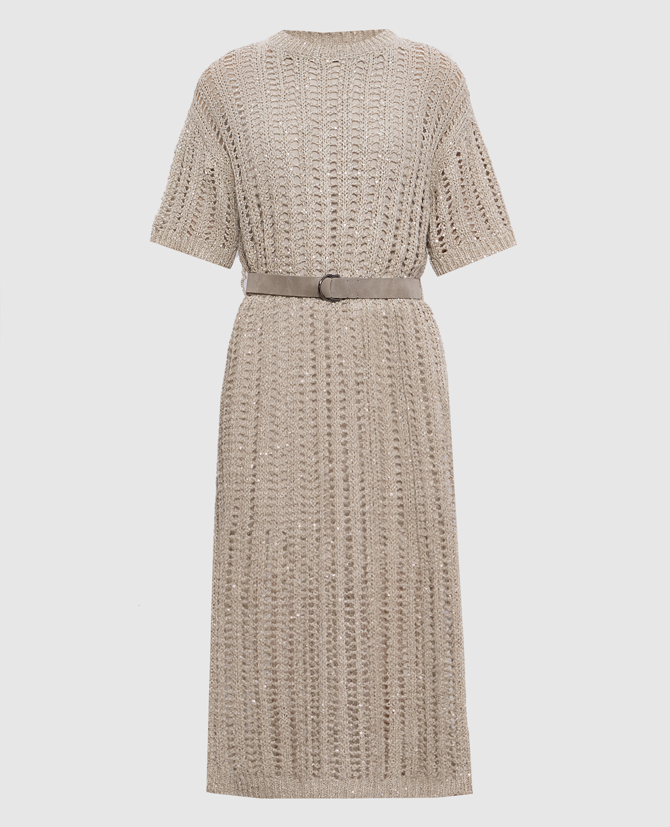 

Beige openwork dress with silk and linen Brunello Cucinelli
