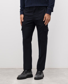 Stefano Ricci Blue wool cargo pants with logo M1T5300181W610