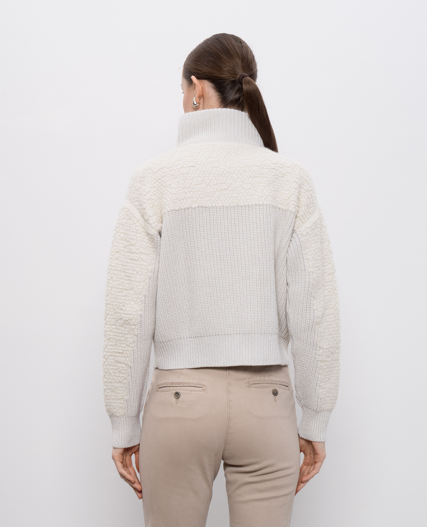 

Beige alpaca, silk and cashmere cardigan Peserico