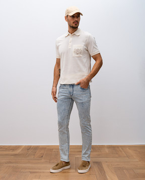 Dolce&Gabbana Beige polo shirt with embroidered monogram logo G8SN8ZG7O2I