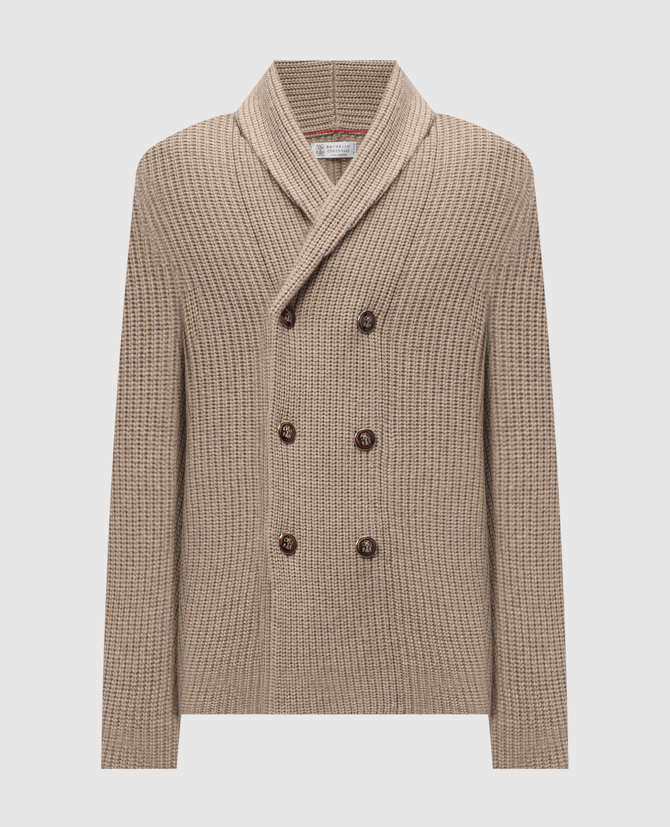 Beige cardigan with wool, cashmere and silk brunello cucinelli
