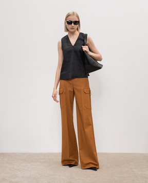Max Mara Brown EDDA flared trousers with logo embroidery EDDA