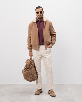 Brunello Cucinelli Burgundy wool and silk polo shirt M2400295