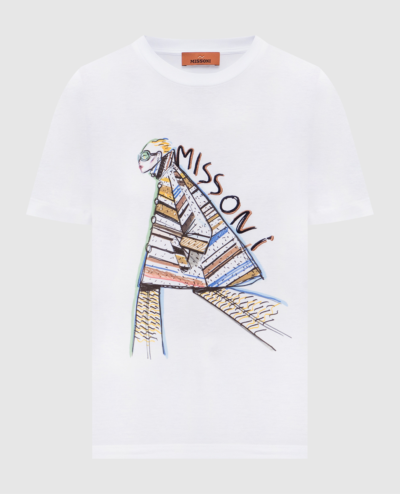 White T-shirt with print and embroidered logo Missoni