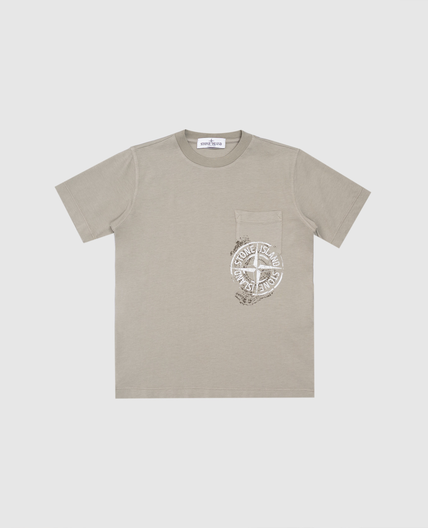 Children&#39;s khaki T-shirt with logo emblem print Stone Island