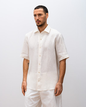 Agnona White linen shirt with logo TD09U5YU3039