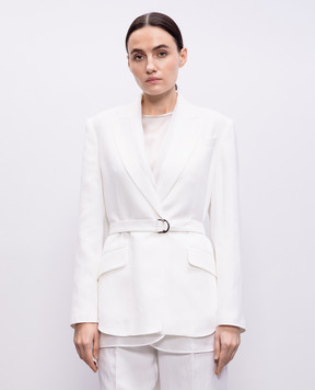 Brunello Cucinelli White double-breasted layered linen jacket MH1267340
