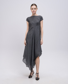 Marc Le Bihan Gray silk dress with an asymmetrical cut 2107