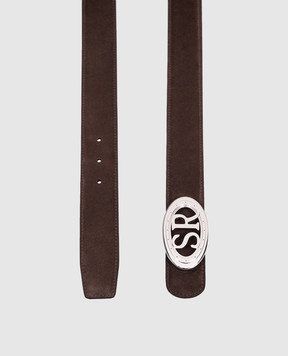 Stefano Ricci Brown suede belt with monogram logo N381SDC169P