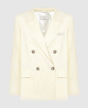 Peserico Yellow double-breasted wool and linen jacket S01928U05814