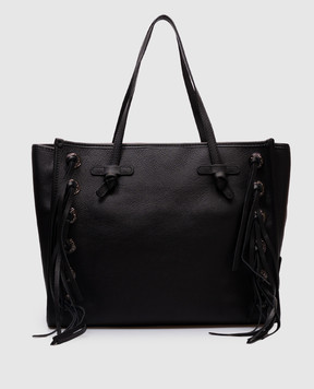 Gianni Chiarini Marcella black leather tote bag with fringe BS12080MUSFR