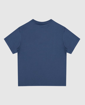 Dolce&Gabbana Children's blue T-shirt with textured embroidery of the monogram logo L4JTIJG7O3G812+