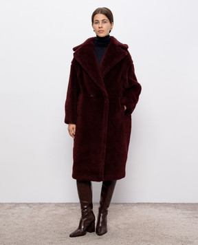 Max Mara TEDGIRL burgundy double-breasted alpaca and silk coat TEDGIRL