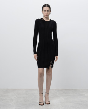 Versace Black wool mini dress with branded studs 10177731A12700