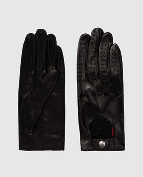 Babe Pay Pls Black leather gloves with perforations 13921
