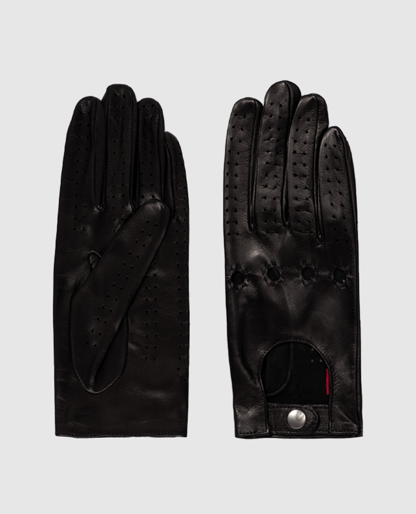 Black leather gloves with perforations Babe Pay Pls