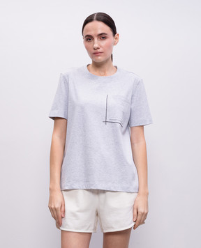 Brunello Cucinelli Grey melange T-shirt with monil chain M0T81HA800