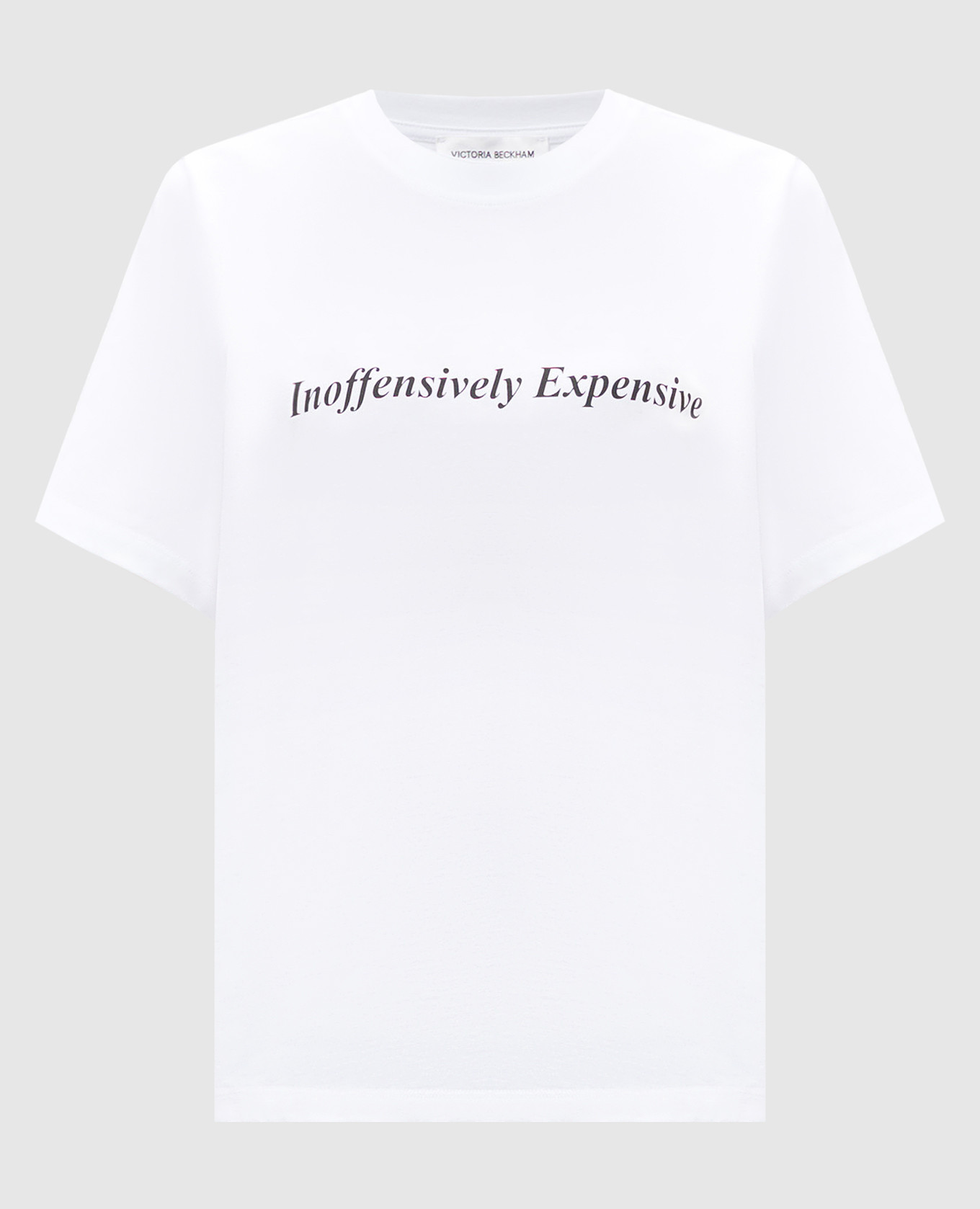 White t-shirt with inoffensively expensive print victoria beckham