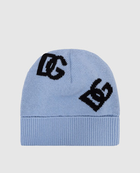 Dolce&Gabbana Blue wool cap with DG logo pattern FXQ05TJCVZM