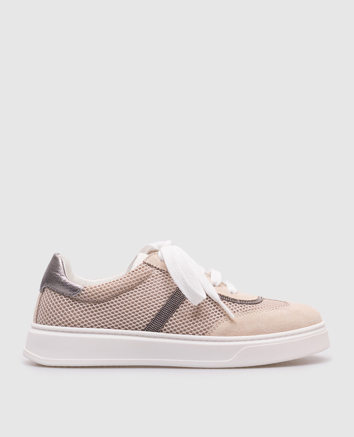 

Children's beige combination sneakers with a monil chain Brunello Cucinelli