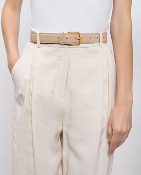 Babe Pay Pls Beige leather belt with gold buckle 0C003