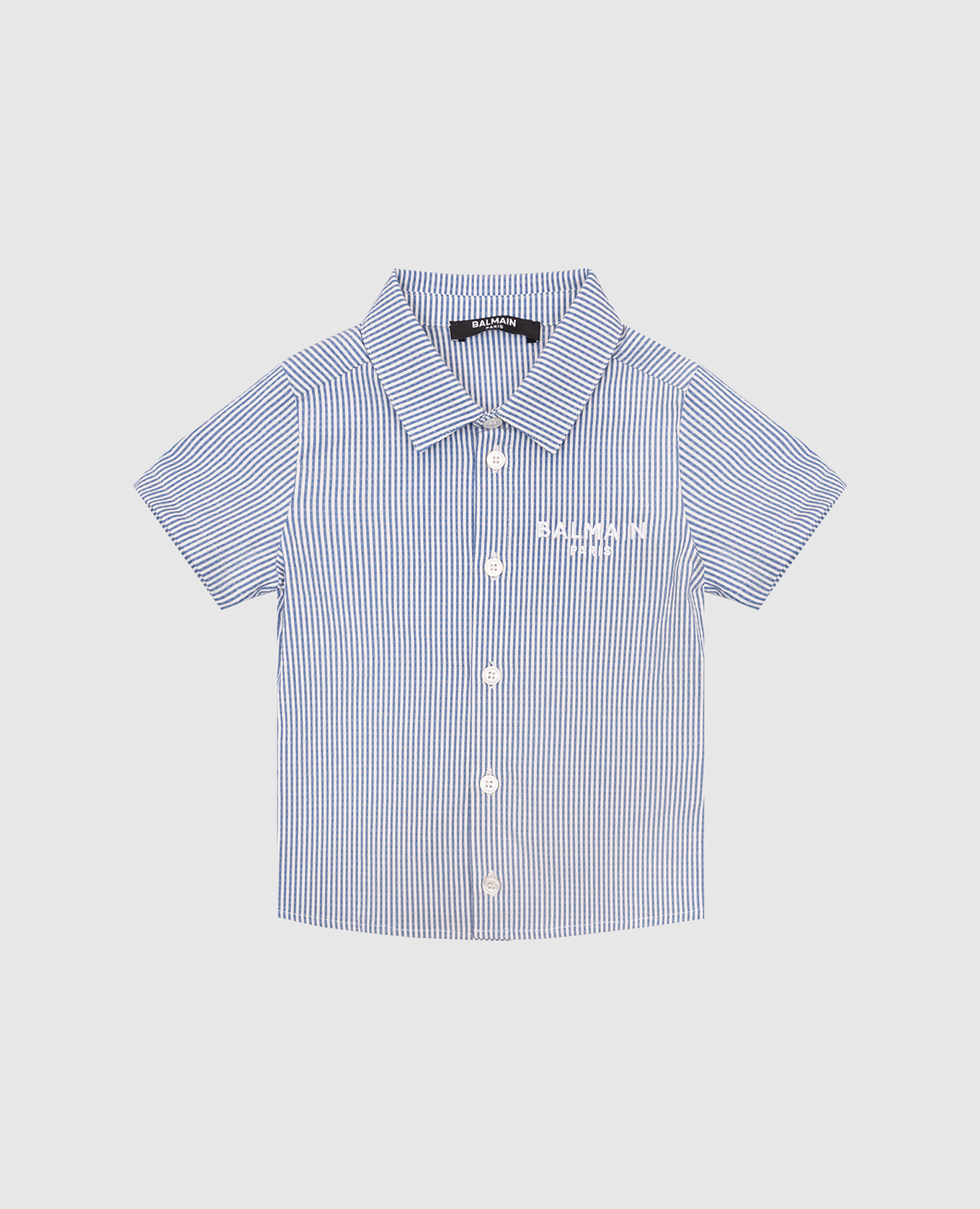 Children&#39;s blue striped shirt with logo Balmain
