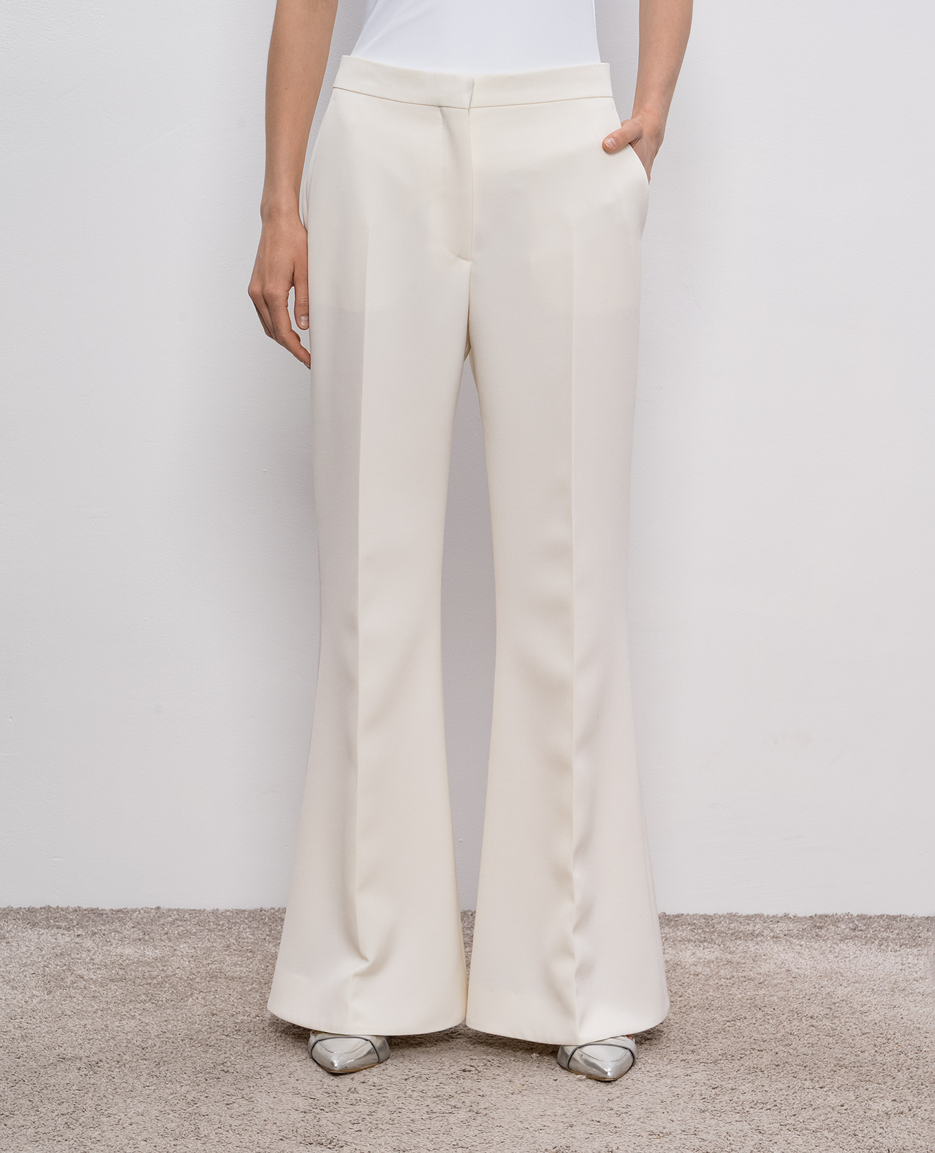 Beige wool flared pants Givenchy 3