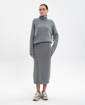 Peserico Gray midi skirt with wool and silk S95029F0709095
