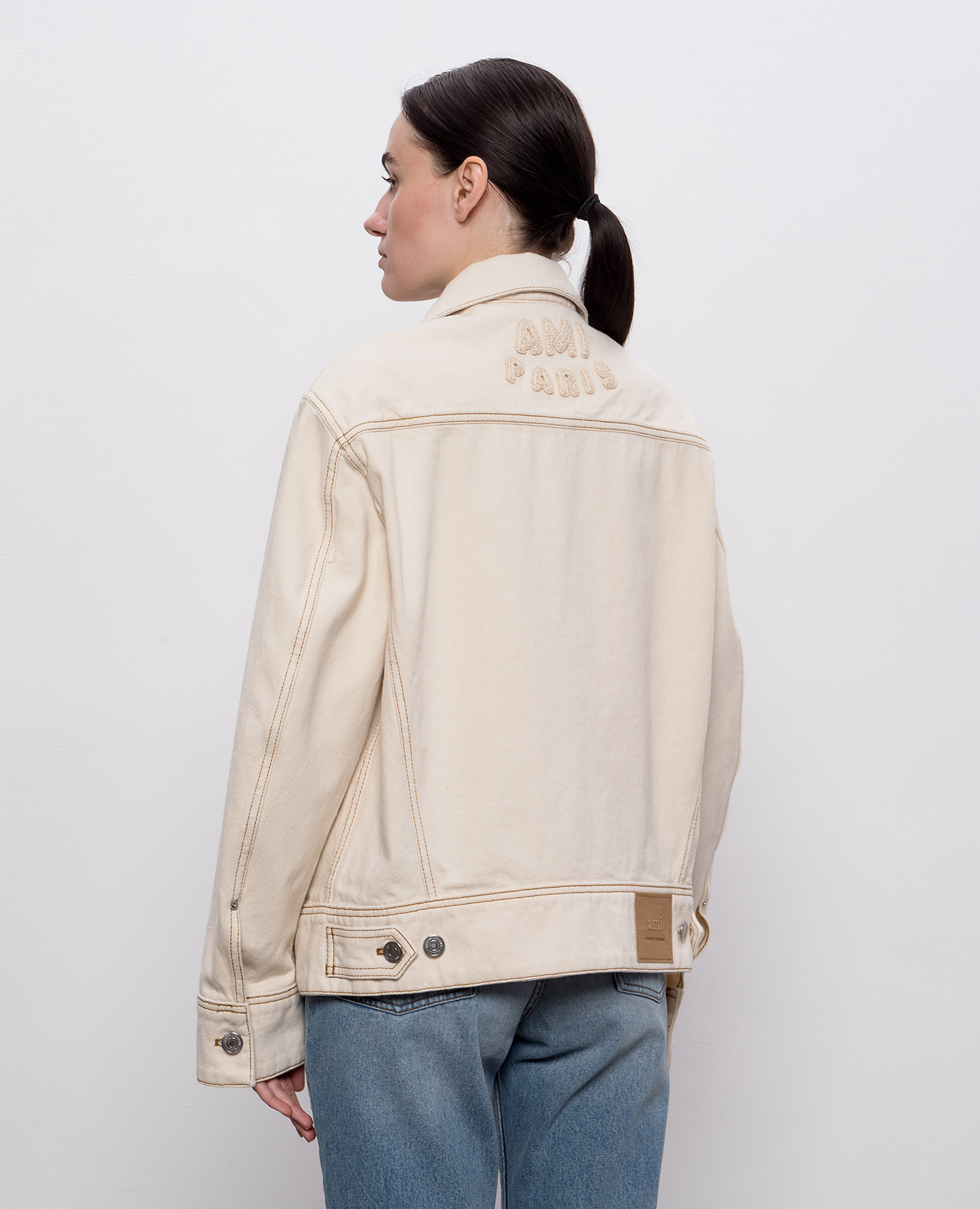 

Beige denim jacket with logo Ami Paris