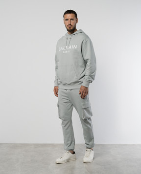 Balmain Gray hoodie with logo print DH1JR002BB65