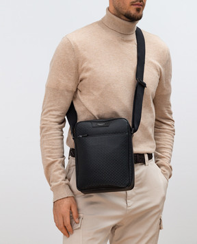 Serapian Black leather tablet bag with logo print SRCCHMML679423Y001