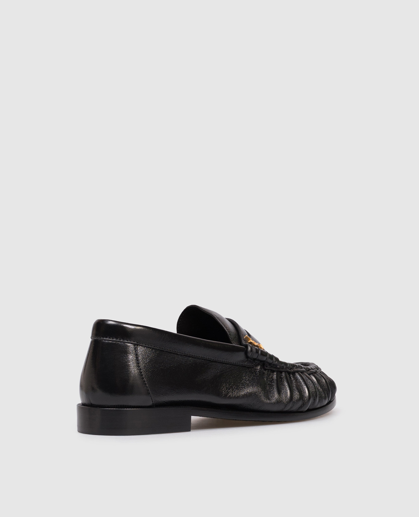 

Black leather glossy loafers with logo Saint Laurent