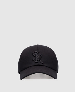 Stefano Ricci Black wool cap with embroidered monogram logo MCV530006FW610