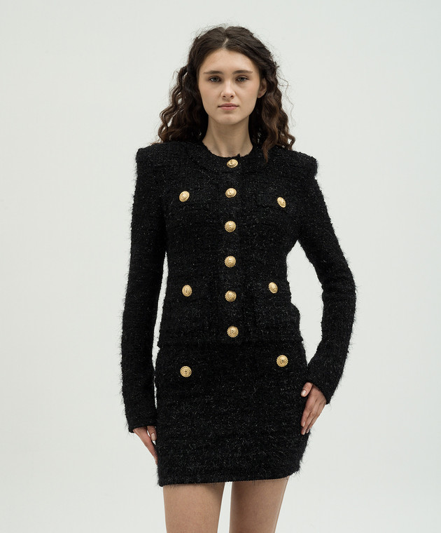 ジャケット BALMAIN BUTTONED MAZE TWEED JACKET (DF1SK249KG43 0PA NOIR) Buttons tweed jacket - Women | BALMAIN