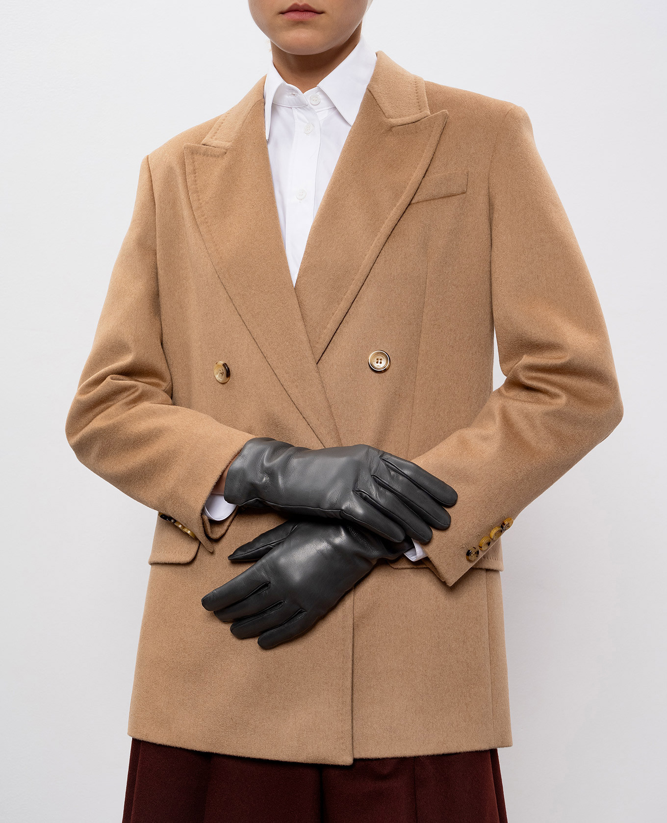 

Gray leather gloves Sermoneta Gloves, Grey