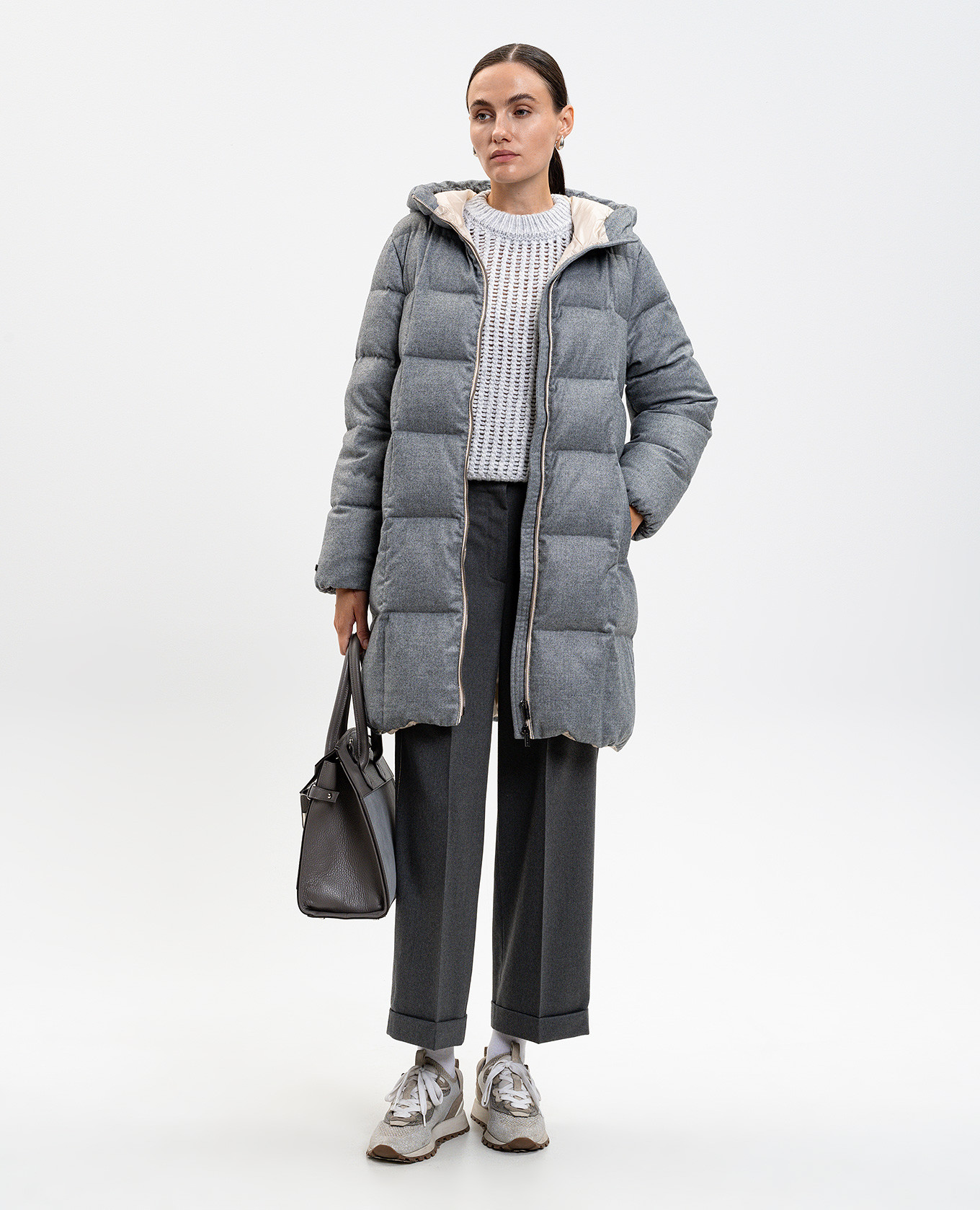 Gray alpaca wool sweater Peserico 2