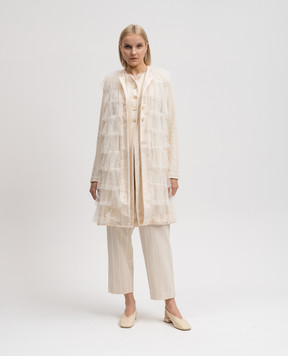 UMA WANG Coda beige coat with ruffles UW8012