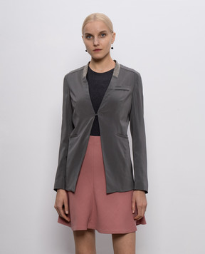Brunello Cucinelli Gray silk jacket with monil chain M0S282565y