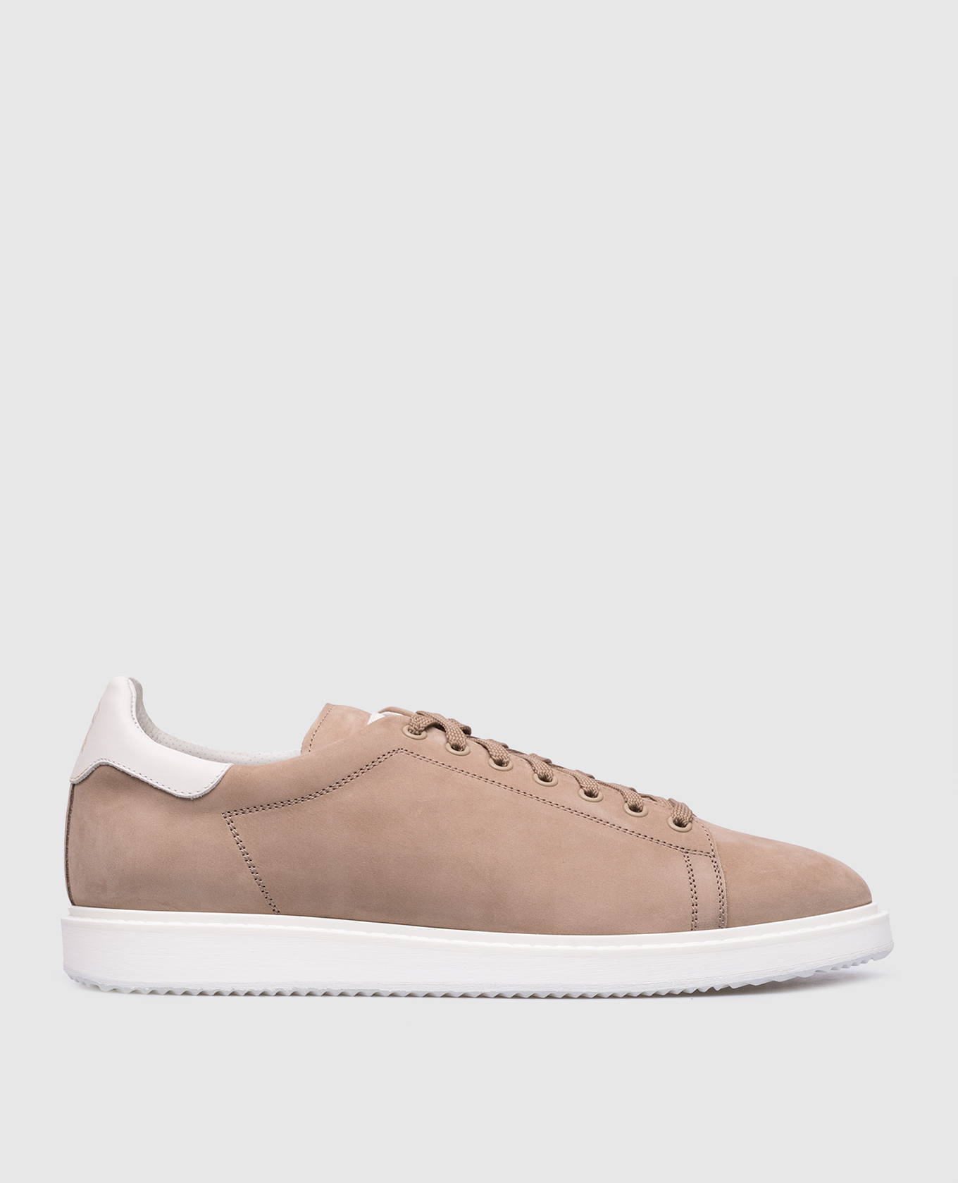 Beige nubuck sneakers with logo brunello cucinelli