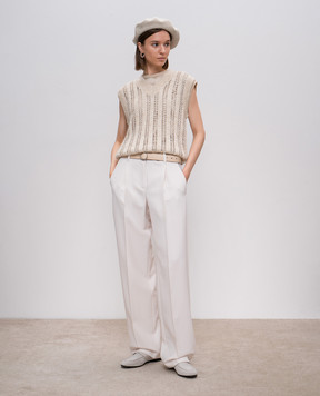Brunello Cucinelli Beige pants with wool with monil chain MP580P8708