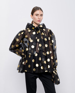 Dolce&Gabbana Black silk blouse with peas F7AI9THS100