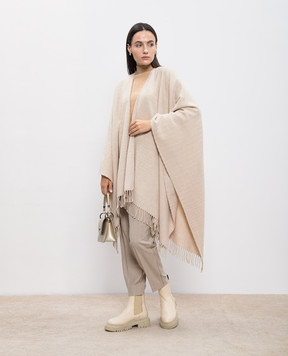 Peserico Beige striped wool and cashmere poncho S31477C0CC263