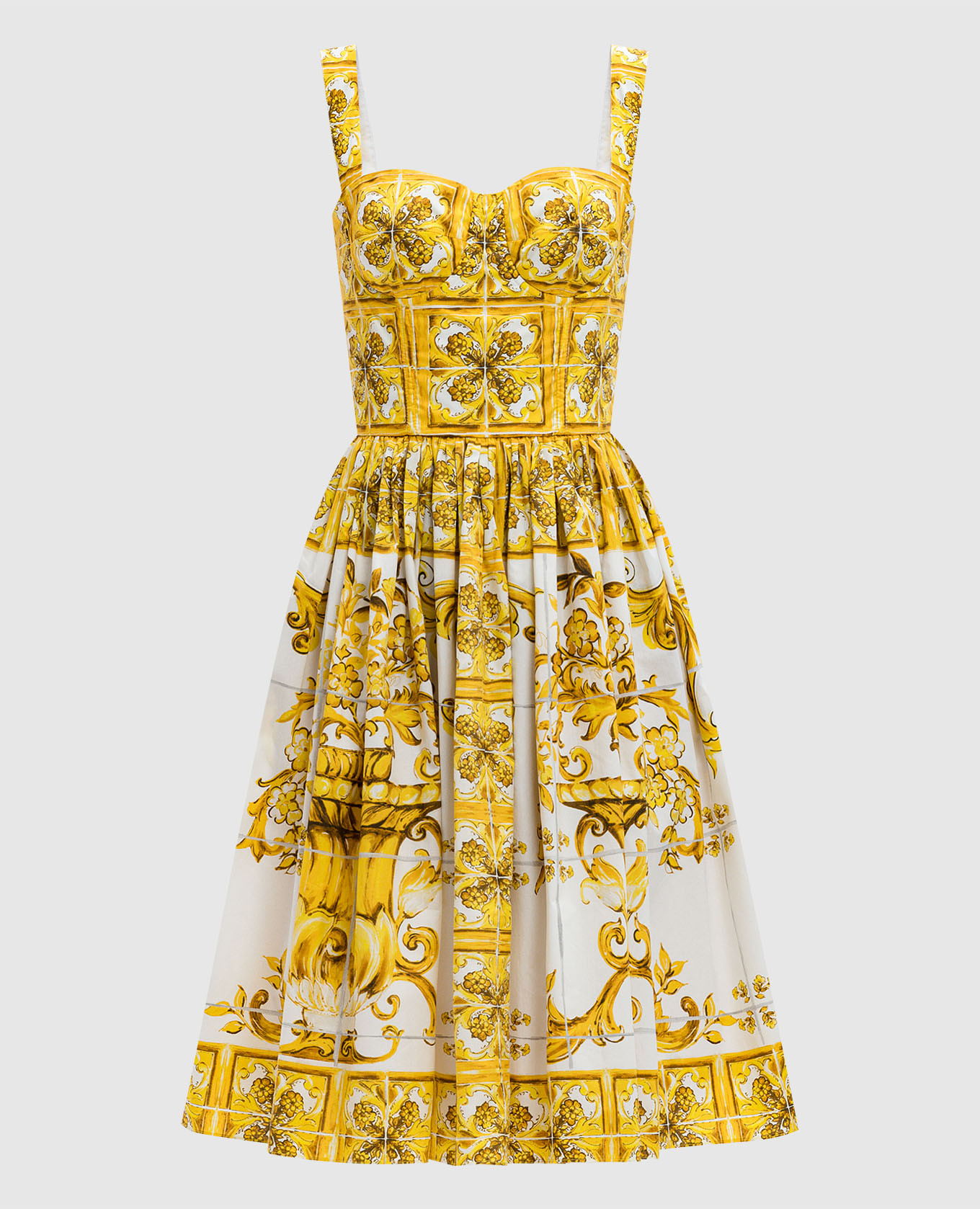 

Yellow bustier dress in Majolica print Dolce&Gabbana