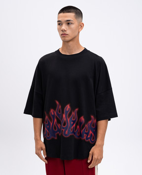 Palm Angels Black Flames T-shirt PMAA10BF25JER003