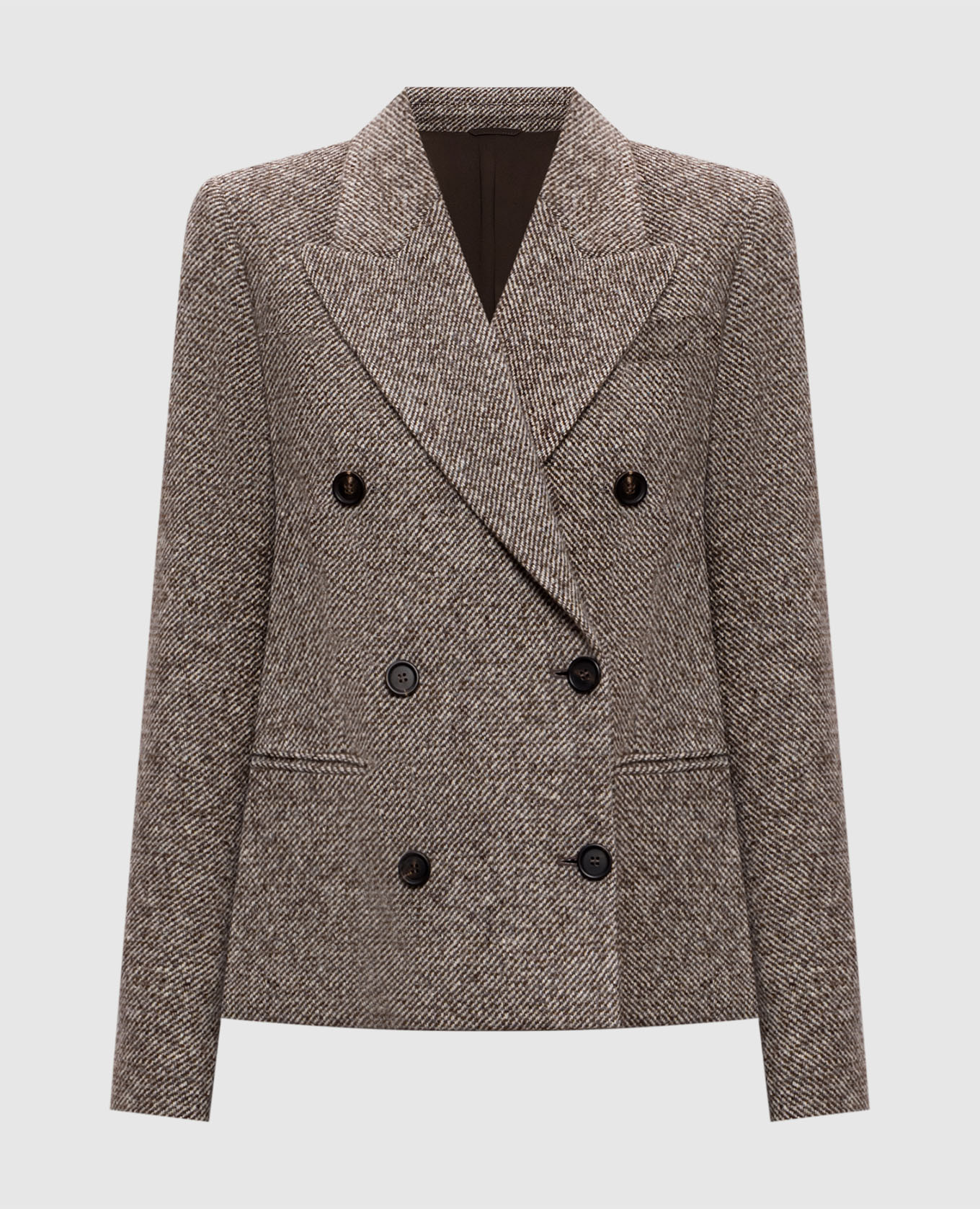 

Brown double-breasted wool and silk jacket Brunello Cucinelli